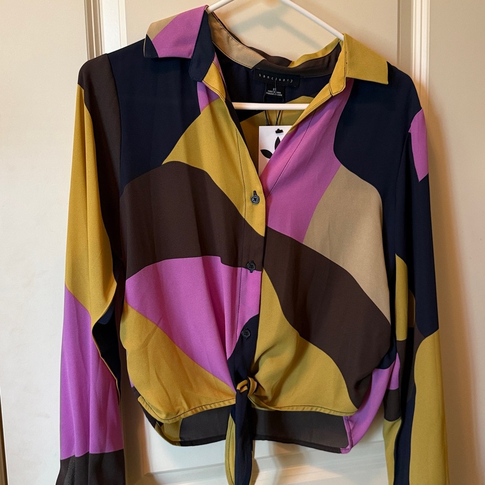 Sanctuary Multicolor Geometric Blouse NWT
